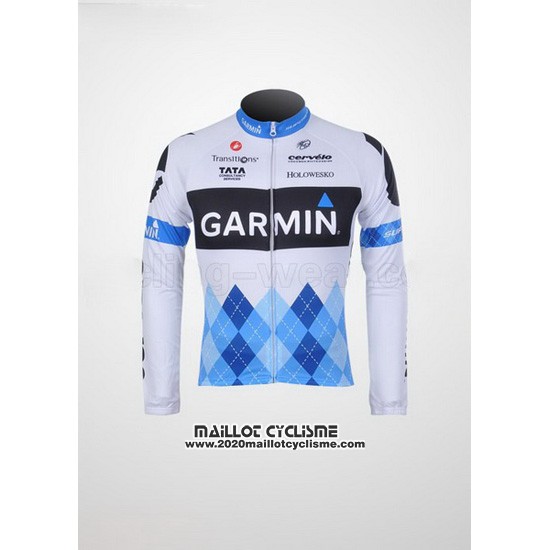 2011 Maillot Ciclismo Garmin Cervelo Bleu et Blanc Manches Longues et Cuissard